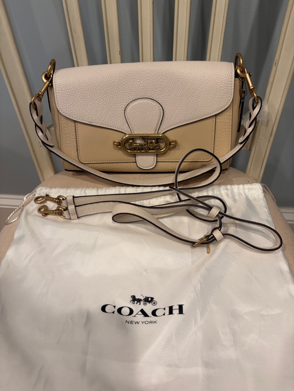 Coach Jade Two-Tone Cream & Beige Leather Crossbody Bag NWOT